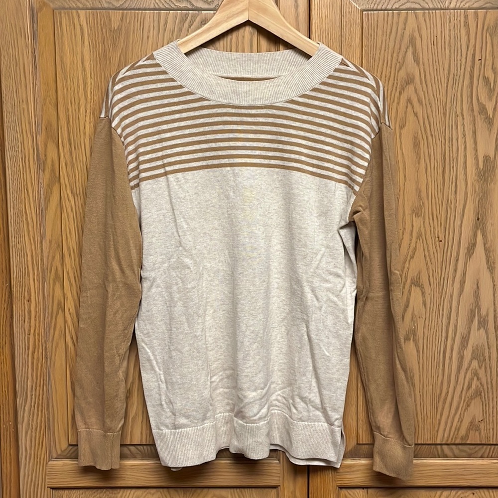 Brand New Lands’ End Neutral Cream Striped Sweater